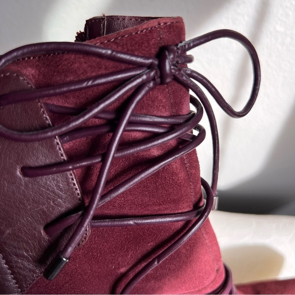 Nine West Maroon Leather Lace-Up Boot Size 5 1/2 - Picture 7 of 12